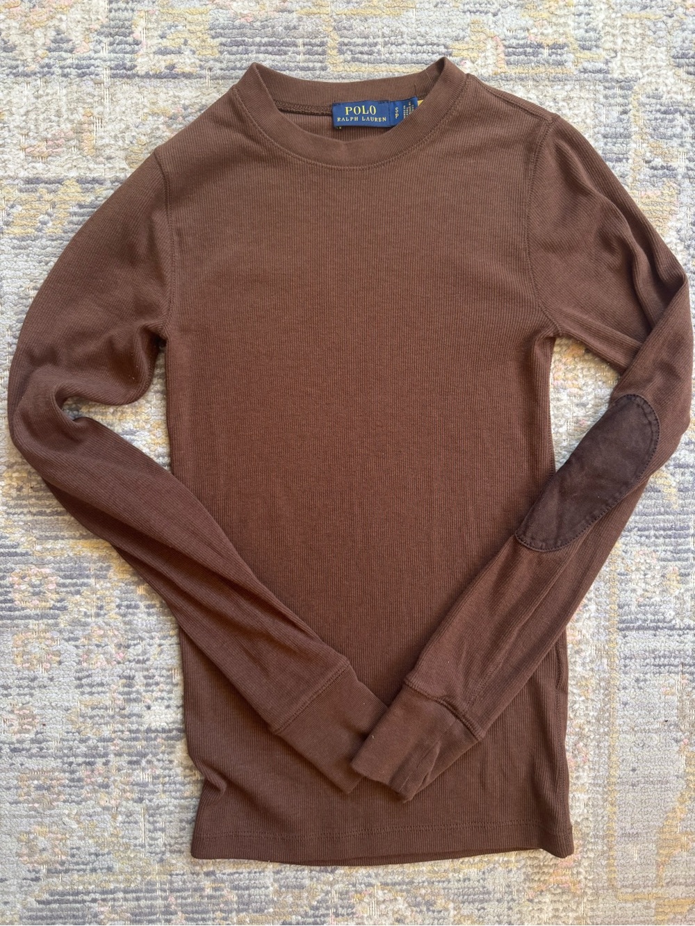 Polo by Ralph Lauren Chocolate Brown Long-Sleeve Crewneck with Elbow Patches